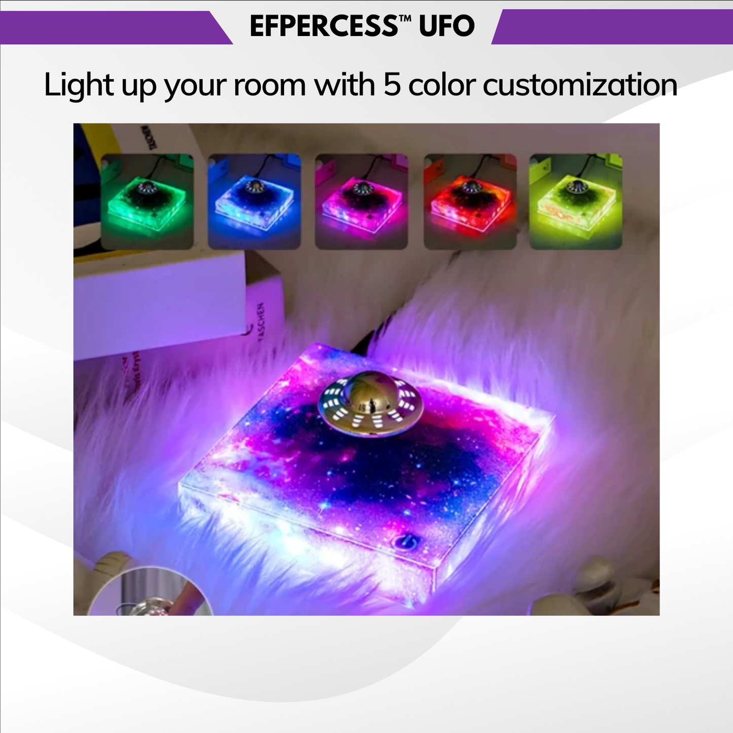 Efpercess™ UFO – Levitating Futuristic Lamp with 360° Rotation & RGB Galaxy Base