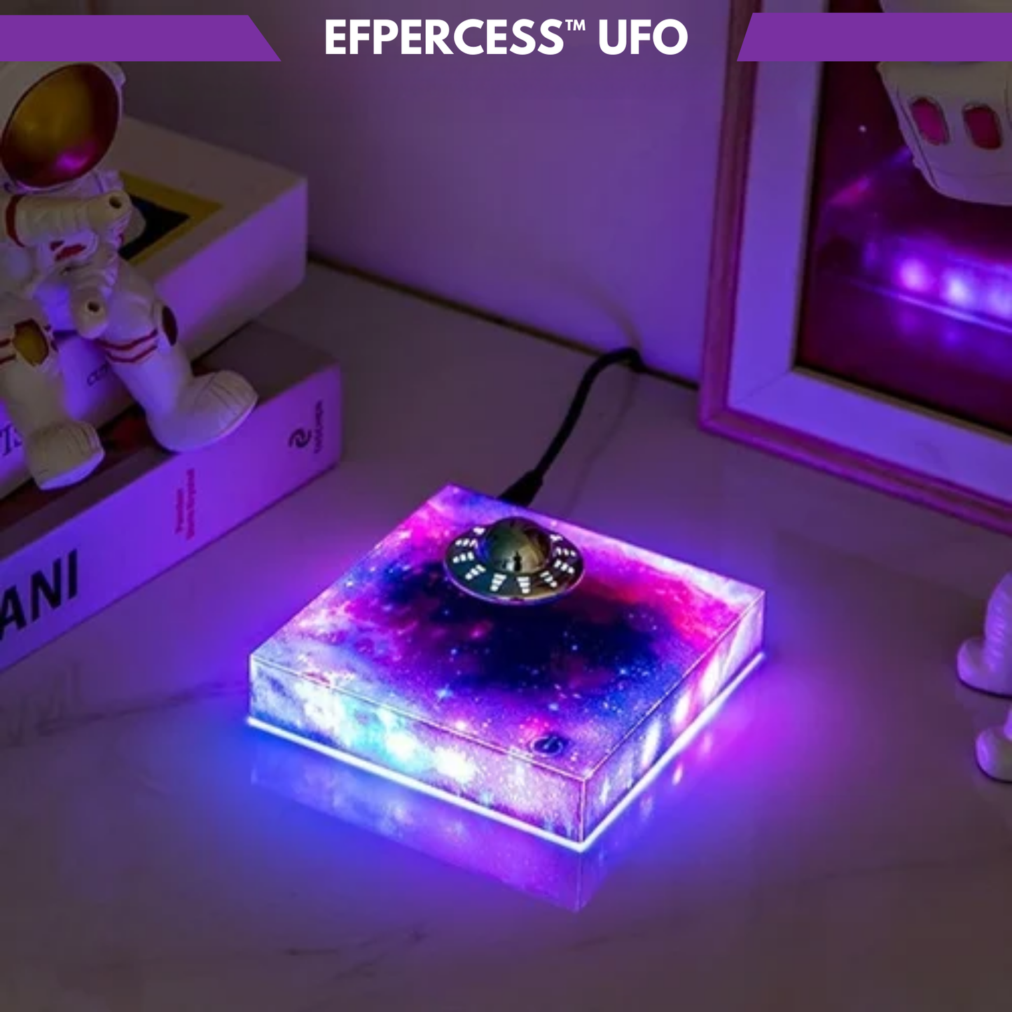 Efpercess™ UFO – Levitating Futuristic Lamp with 360° Rotation & RGB Galaxy Base