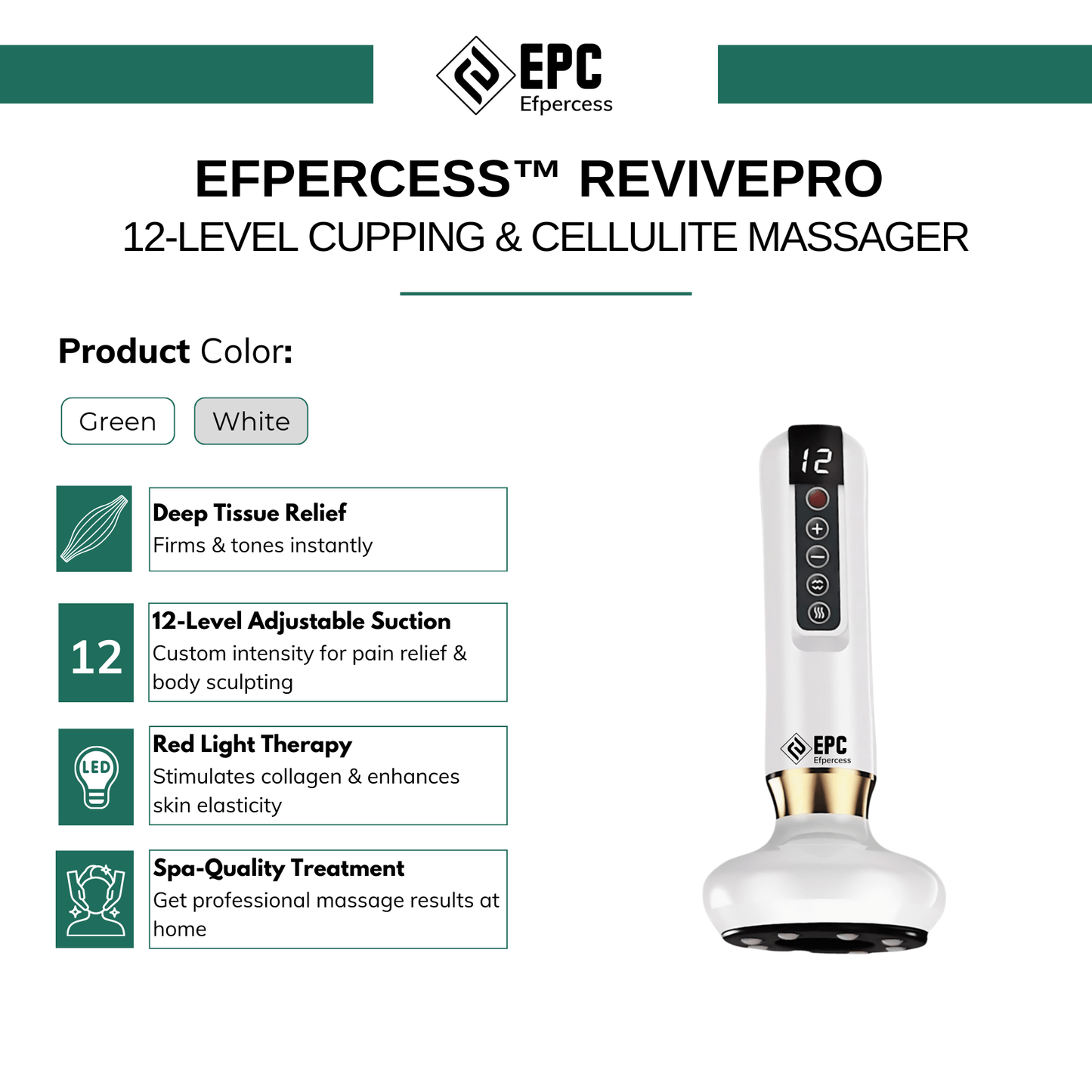 Efpercess™ RevivePro 12-Level Cupping & Cellulite Massager